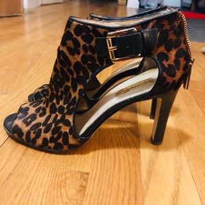 Louise Erdrich Cie Leopard Print Open Toe Bootie